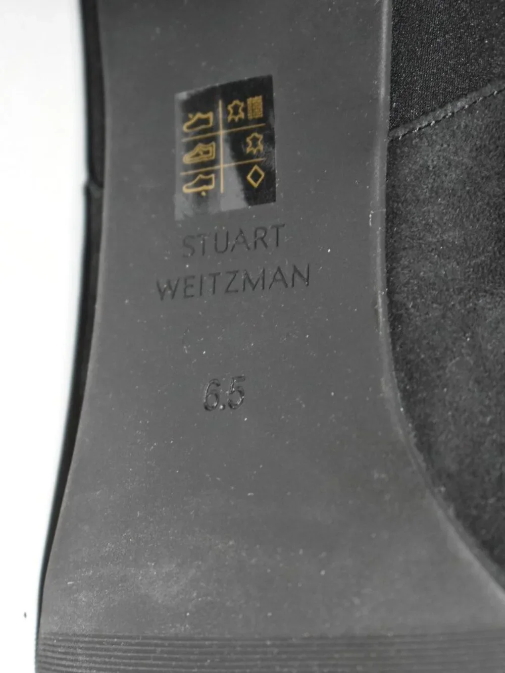 $850 Stuart Weitzman Carly Over The Knee Pointy Block Black Suede 6.5 (PC13)